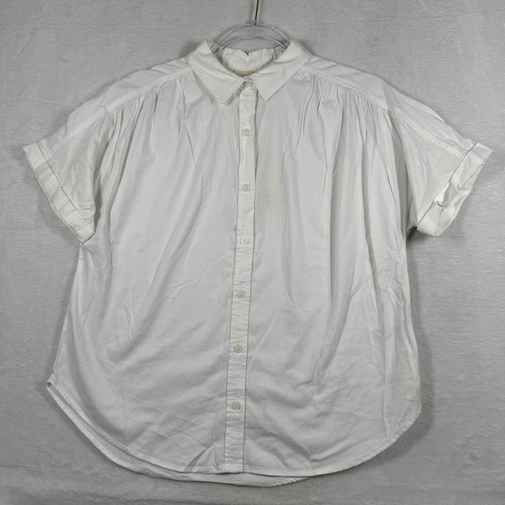 Universal Thread Womens Short Sleeve Button Down Shirt White Size S NEW